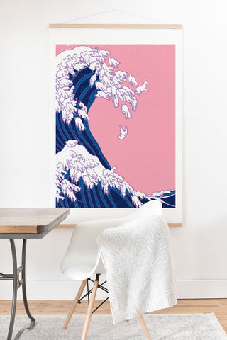 Big Nose Work Llama Waves in Pink Art Print And Hanger
