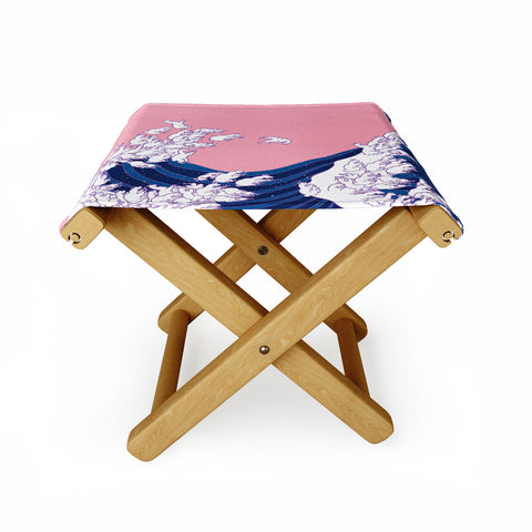 Big Nose Work Llama Waves in Pink Folding Stool