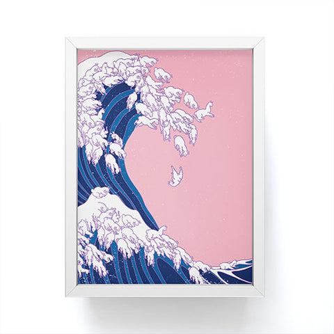 Big Nose Work Llama Waves in Pink Framed Mini Art Print