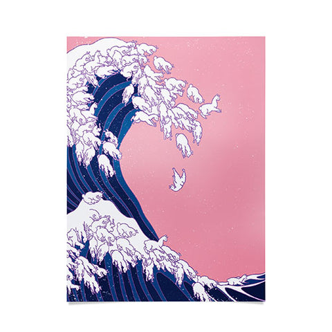 Big Nose Work Llama Waves in Pink Poster