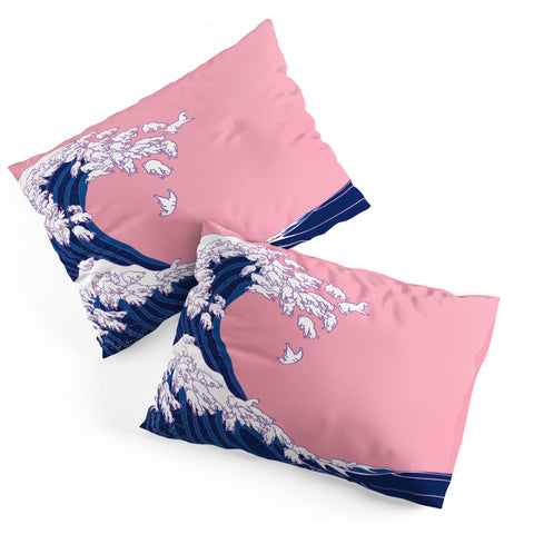 Big Nose Work Llama Waves in Pink Pillow Shams