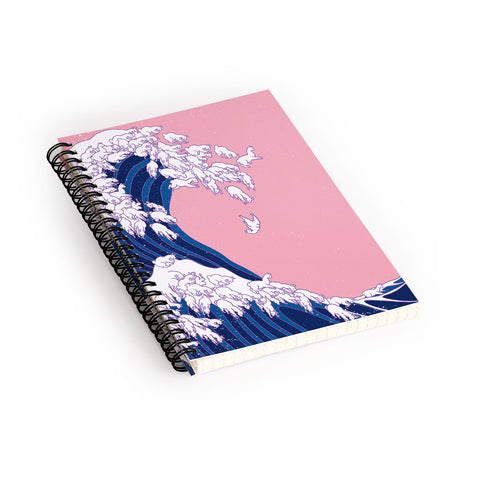 Big Nose Work Llama Waves in Pink Spiral Notebook
