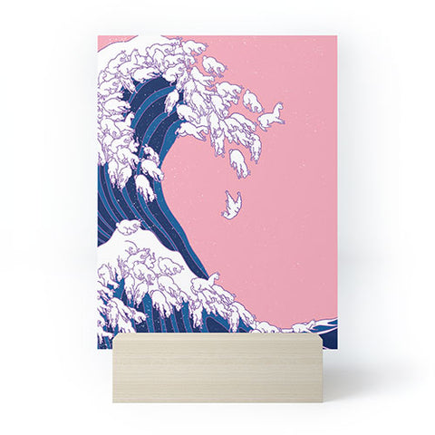 Big Nose Work Llama Waves in Pink Mini Art Print