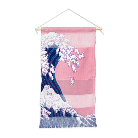 Big Nose Work Llama Waves in Pink Wall Hanging Portrait