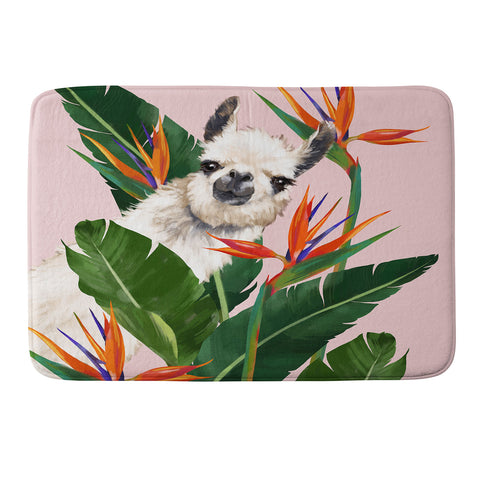 Big Nose Work Llama With Bird of Paradise Memory Foam Bath Mat