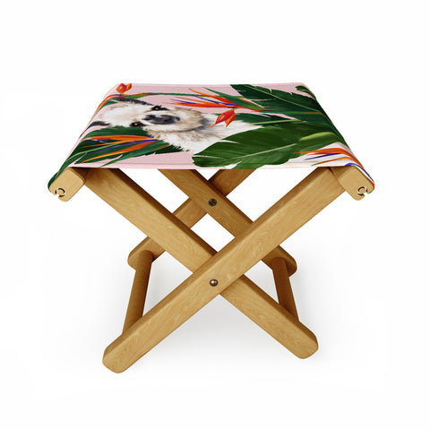 Big Nose Work Llama With Bird of Paradise Folding Stool