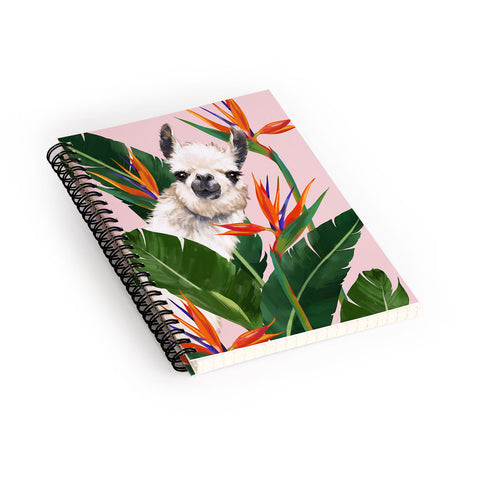 Big Nose Work Llama With Bird of Paradise Spiral Notebook
