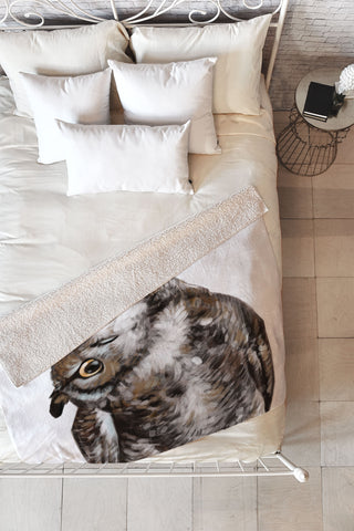 Big Nose Work Owl I Fleece Throw Blanket