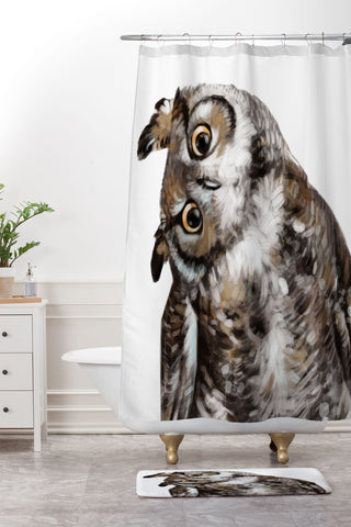 Big Nose Work Owl I Shower Curtain And Mat