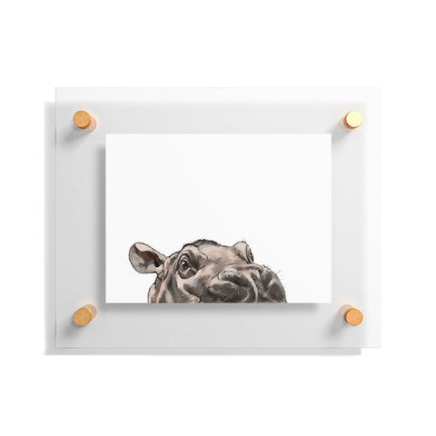 Big Nose Work Peeking Baby Hippo Floating Acrylic Print