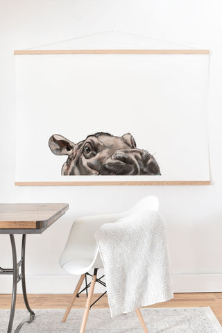 Big Nose Work Peeking Baby Hippo Art Print And Hanger