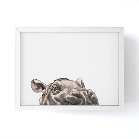 Big Nose Work Peeking Baby Hippo Framed Mini Art Print