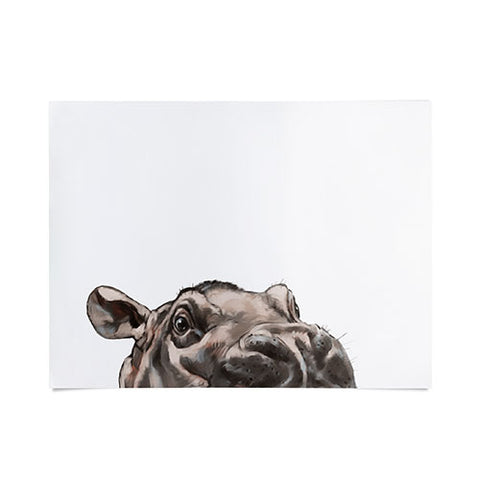 Big Nose Work Peeking Baby Hippo Poster