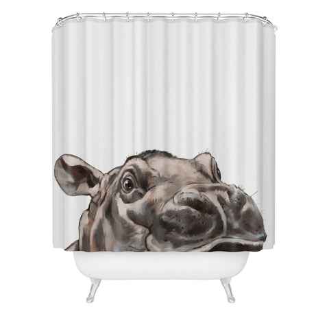 Big Nose Work Peeking Baby Hippo Shower Curtain