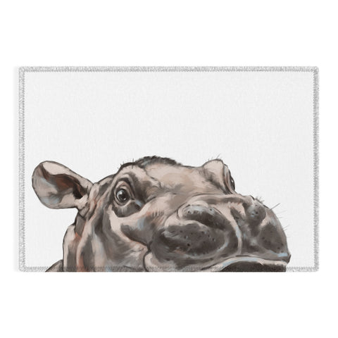 Big Nose Work Peeking Baby Hippo Outdoor Rug