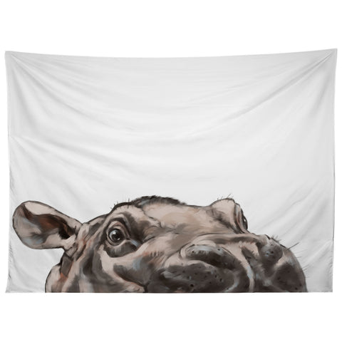 Big Nose Work Peeking Baby Hippo Tapestry