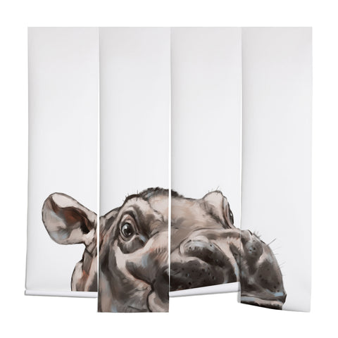 Big Nose Work Peeking Baby Hippo Wall Mural