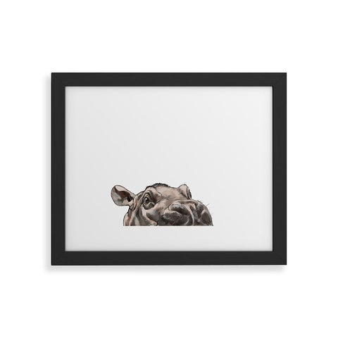 Big Nose Work Peeking Baby Hippo Framed Art Print