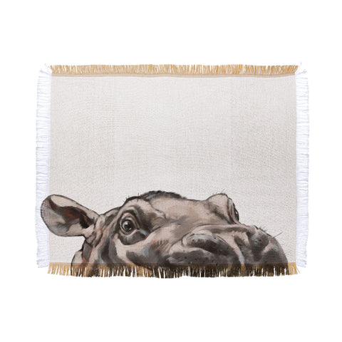 Big Nose Work Peeking Baby Hippo Throw Blanket