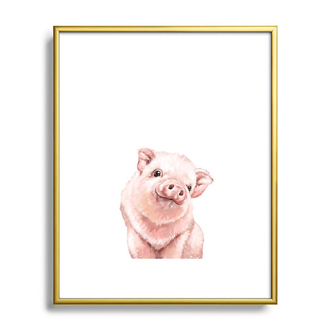 Big Nose Work Pink Baby Pig Metal Framed Art Print