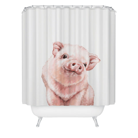 Big Nose Work Pink Baby Pig Shower Curtain