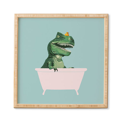 Big Nose Work Playful TRex in Bathtub Framed Wall Art