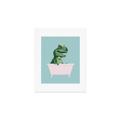 Big Nose Work Playful TRex in Bathtub Art Print