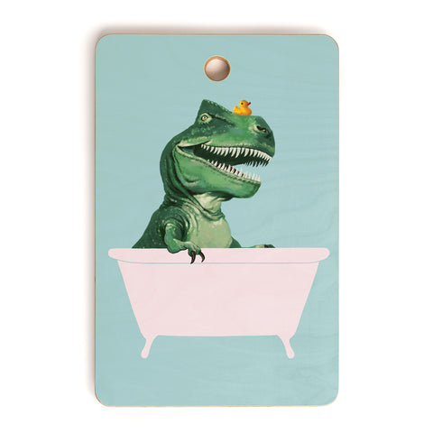 Big Nose Work Playful TRex in Bathtub Cutting Board Rectangle