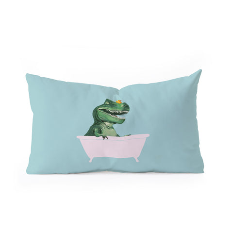 Big Nose Work Playful TRex in Bathtub Oblong Throw Pillow
