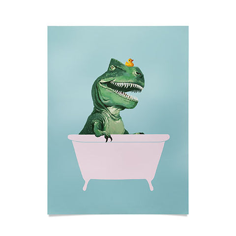 Big Nose Work Playful TRex in Bathtub Poster
