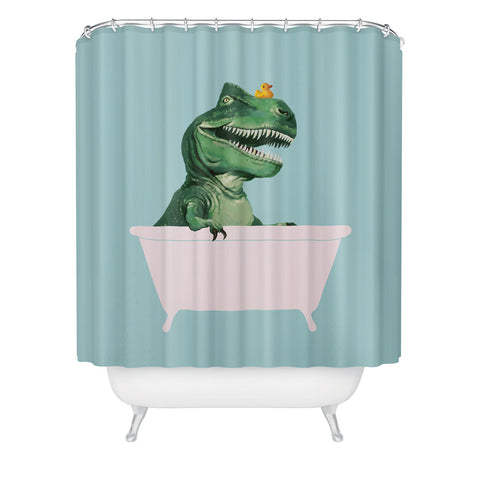 Big Nose Work Playful TRex in Bathtub Shower Curtain