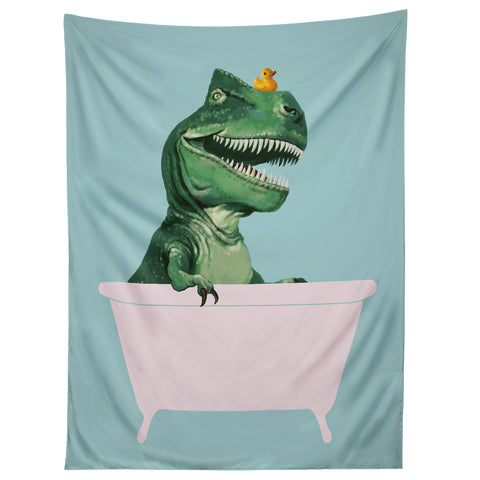 Big Nose Work Playful TRex in Bathtub Tapestry