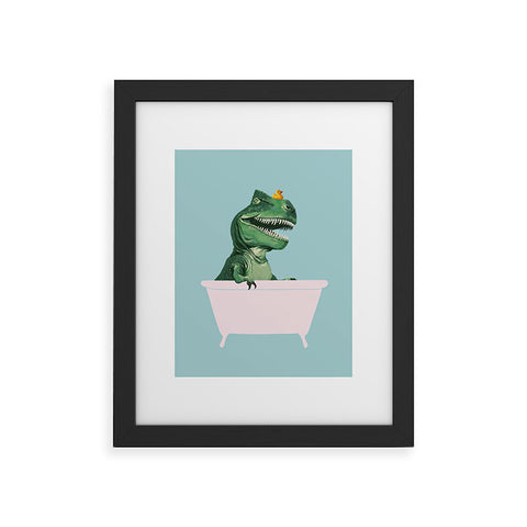 Big Nose Work Playful TRex in Bathtub Framed Art Print