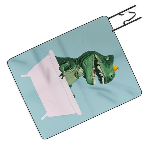 Big Nose Work Playful TRex in Bathtub Picnic Blanket