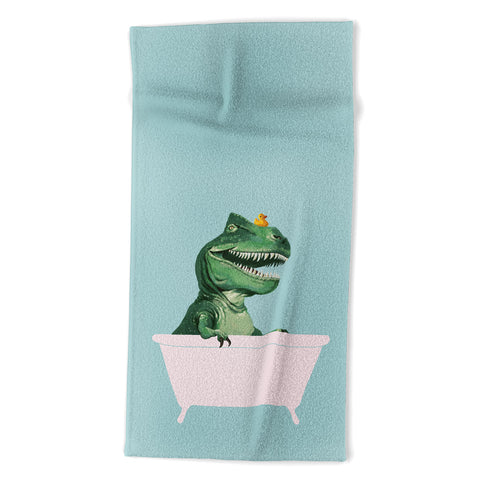 Big Nose Work Playful TRex in Bathtub Beach Towel