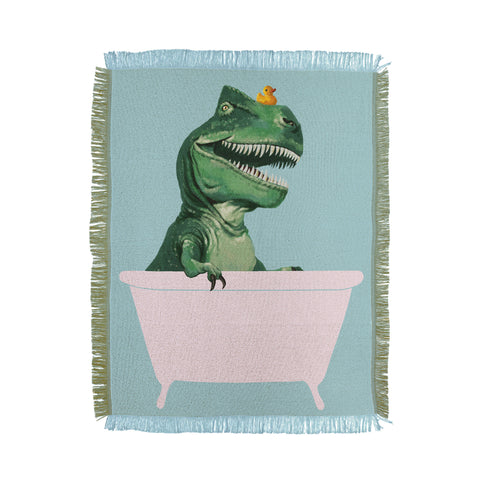 Big Nose Work Playful TRex in Bathtub Throw Blanket