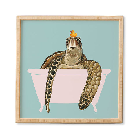 Big Nose Work Sea Turtle in Bathtub Framed Wall Art