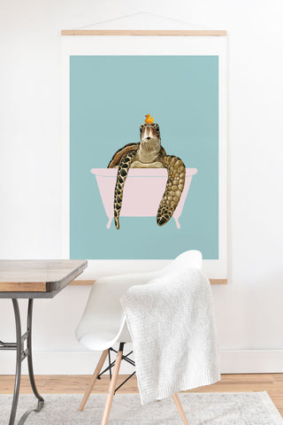 Big Nose Work Sea Turtle in Bathtub Art Print And Hanger