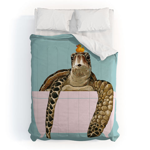 Big Nose Work Sea Turtle in Bathtub Comforter