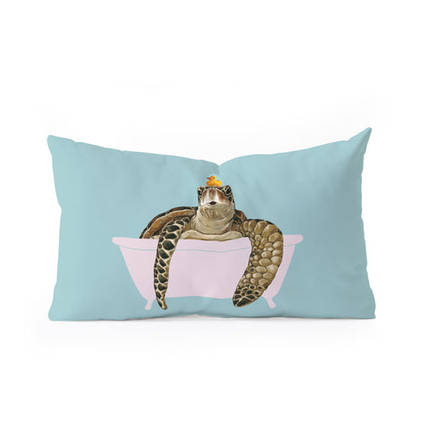 Big Nose Work Sea Turtle in Bathtub Oblong Throw Pillow