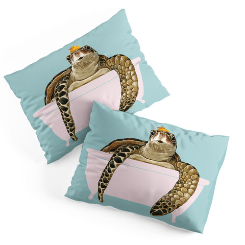 Big Nose Work Sea Turtle in Bathtub Pillow Shams