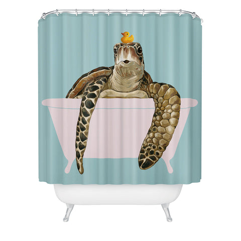 Big Nose Work Sea Turtle in Bathtub Shower Curtain