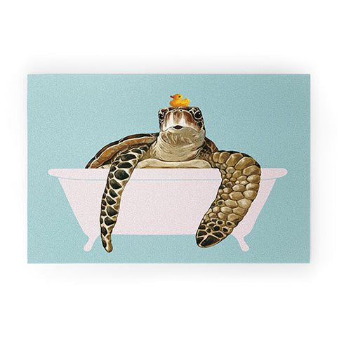 Big Nose Work Sea Turtle in Bathtub Welcome Mat