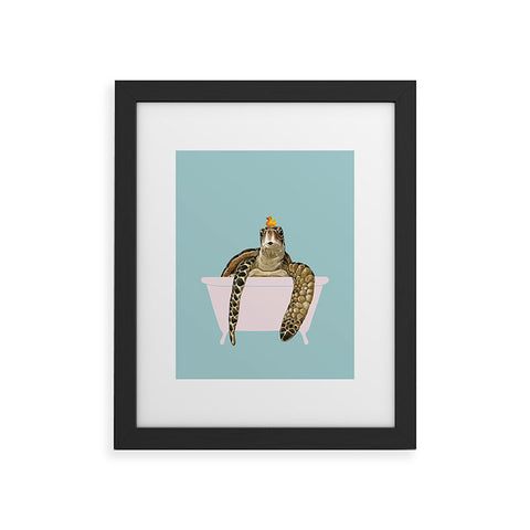 Big Nose Work Sea Turtle in Bathtub Framed Art Print