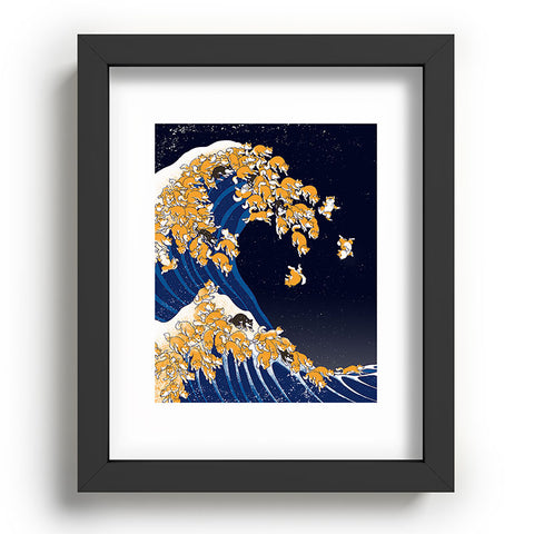 Big Nose Work Shiba Inu Great Wave at Night Recessed Framing Rectangle
