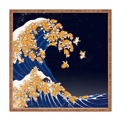 Big Nose Work Shiba Inu Great Wave at Night Square Tray