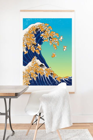 Big Nose Work Shiba Inu Great Waves Art Print And Hanger