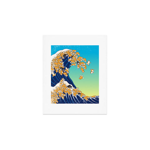 Big Nose Work Shiba Inu Great Waves Art Print