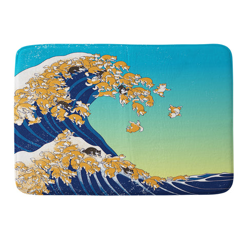 Big Nose Work Shiba Inu Great Waves Memory Foam Bath Mat