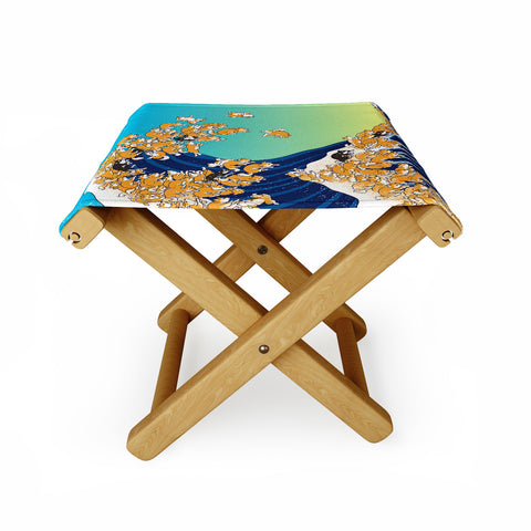 Big Nose Work Shiba Inu Great Waves Folding Stool